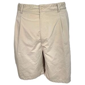 Reebok Golf Shorts Beige Bermuda Tan Pleats Poly Spandex Pocket Big Man Athletic